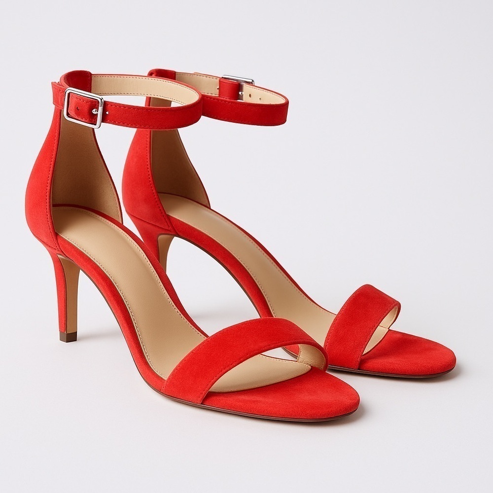 Enzo Angiolini Women’s Red Ankle Strap Open Toe Heels Size 7 1/2B